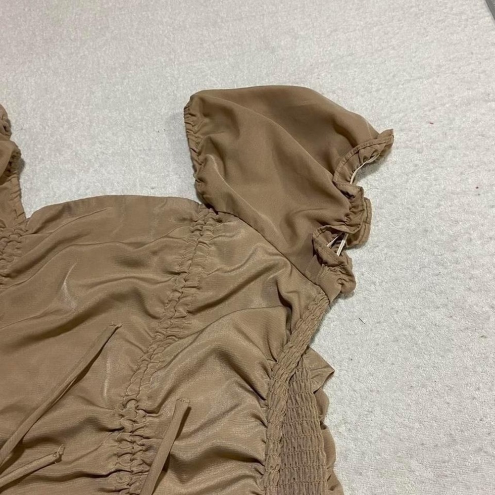 Love tree Tan/ brown ruched mini dress women Medium. SKU639 - Picture 4 of 7